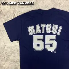 00s MLB ヤンキース 松井秀喜 #55 Tシャツ デルタ製 古着 紺 M