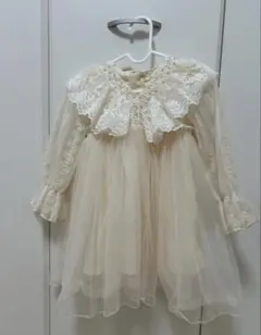 アイボリーレースフリルベビードレス 結婚式 誕生日 ドレス