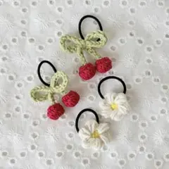 いちごとお花のヘアゴムセット キッズ ベビー