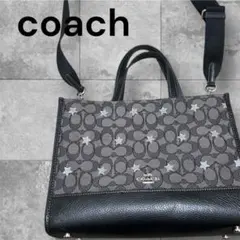 コーチCOACH キャンバス レザー 2way ショルダーバッグ スター　星柄