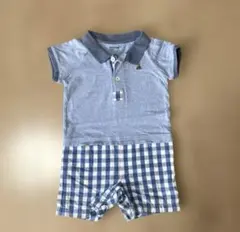 babyGap ギャップ＊ポロ風ロンパース 80サイズ ブルー/チェック