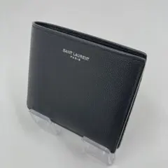 極美品 Saint Laurent サンローラン 二つ折り財布 ブラック