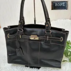 ROPE ロペ トートバッグ ハンドバッグ ブラック レザー 金具　A4のサムネイル
