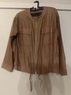 ブラウン ノーカラージャケット
