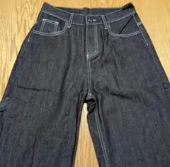 デニムパンツ 極太バギー Ｌ バギーデニム 刺繍 ストリートメンズ