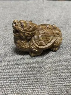 竜亀 置物 極上品 精密細工 古美術 彫刻工芸品 長寿 開運 招福 縁起物