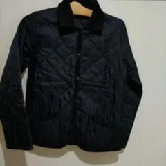 無印良品 黒 キルティングジャケット コーデュロイ襟