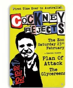 【輸入品】ブリキ看板/パンクバンド「コックニー・リジェクツ」オーストラリア公演