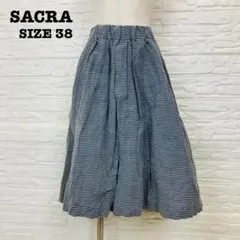 美品 サクラ SACRA 38 スカート ボーダー リネン 麻 混 [6498]のサムネイル