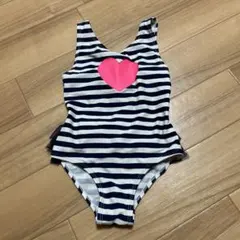 ベビー水着 ストライプ柄 ハート リボン付き