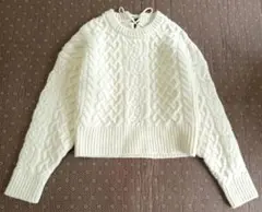 イエナ　バックリボンケーブルプルオーバー　ウール　編み上げ　レースアップニット