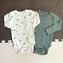 H&M 長袖ロンパース のりもの 無地 2枚セット 74サイズ