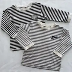 petit main 長袖Tシャツ2枚セット 100cm 動物刺繍 男女兼用