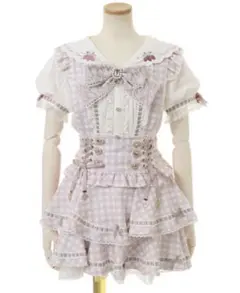 lizlisa はしごリボンギンガムティアードスカパンスカート ピンク