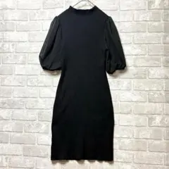 ANAP アナッブ ニットワンピース ブラック ストレッチ シアー モノトーンのサムネイル