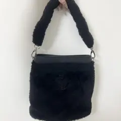 Mio Milano】ラビットファーバッグ リアルファー 黒 シルバー925 