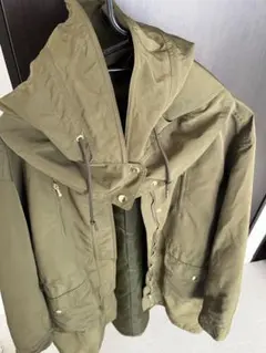 グリーン レーベル　リラクシングフード付きモッズコート(オリーブグリーン)