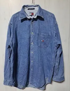 TOMMY JEANS フラッグロゴ デニムシャツ M オールドトミー