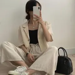 ルーズフィットクロップ半袖ジャケットのサムネイル