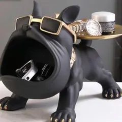 ブルドッグ 置物 鍵置き オシャレ 小物 ブラック