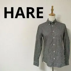 【HARE】ハレ ギンガムチェック ボタンダウンシャツ 日本製 モノトーンのサムネイル