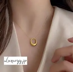人気✨ リング ゴールドサークル シンプル サージカルステンレス ネックレス