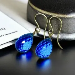 14kgfピアス◼︎ネオンブルーカラーハイドロクォーツ