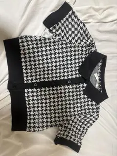 ハウンドトゥース 半袖ショートカーディガン