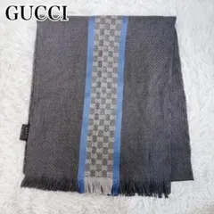 極美品 GUCCI グッチ シルク混 ストール マフラー GG柄 ユニセックス