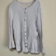 【極美品】レリアン　生成り　クルーネック長袖カーディガン　レースサイズ9号442