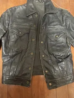 古着　黒 レザージャケット ボタン留めリーバイス 3rdモデル