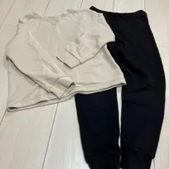 GU キッズ　スウェットパジャマ　120㎝　ベージュ、黒