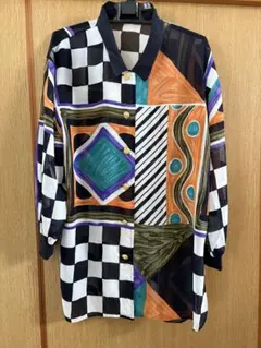 古着90sヴィンテージアートシャツ幾何 学模様