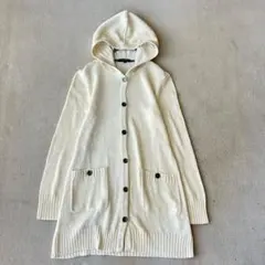 バーバリーロンドン ロングカーディガン ニット フード シルク アイボリーのサムネイル