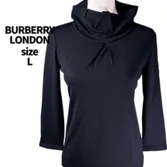 【美品】バーバリーロンドン ドレープネック カットソー 七分袖 黒 サイズ1