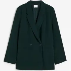 新品未使用 H&M ダブルブレストブレザー テーラードジャケット XS グリーン