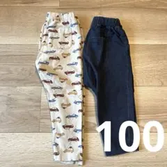 ユニクロレギンスパンツ車柄 guサマナルパンツ2点セット　100