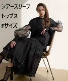 新品未使用★お洒落♪シアースリーブ ボンディング プルオーバー ブラック