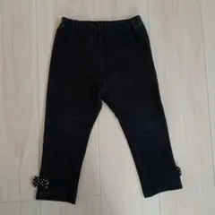 ホットビスケッツ 90 黒寄りの濃紺 水玉リボン付きレギンス