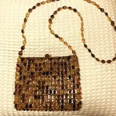 ヴィンテージ！琥珀カラーのビーズバッグ