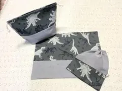 恐竜入園入学３点セットリアルマット(25×35)弁当袋コップ袋給食セット男の子