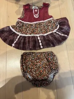 souris 赤いフリルワンピースとパンツセット 80cm