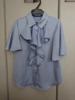 ZARA ライトブルー フリル半袖シャツ　XS