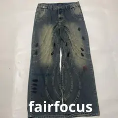 fairfocus hiphop フリンジ加工 ダメージデニム - メルカリ
