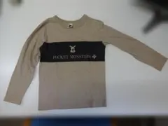 ポケットモンスター ピカチュウシルエット柄 子供用長袖Tシャツ ベージュ/黒