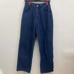ダークブルーワイドレッグデニムパンツ
