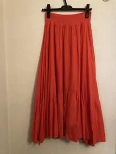 ヤマダヤ　フェンネル　ロングスカート　fennel 朱色　ウエストゴム