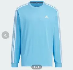 adidas ライトブルー 長袖Tシャツ