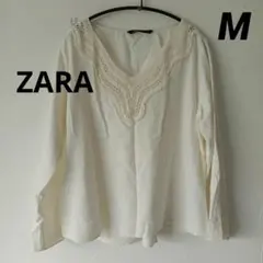 ZARA　リネン混　七分袖　ブラウス　ザラのサムネイル