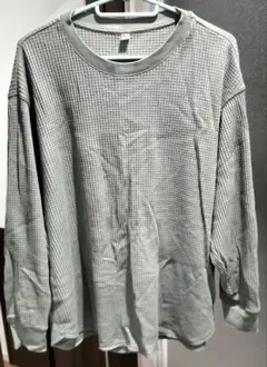 UNIQLO グリーン ワッフル長袖Tシャツ